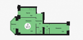 2-комнатная квартира 57,67 м2 ЖК «Сэлфорт» 