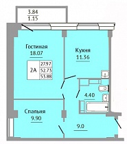 2-комнатная квартира 53,88 м2 ЖК «Добрые соседи»