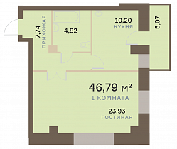 1-комнатная квартира 46,79 м2 ЖК «Бограда 109»