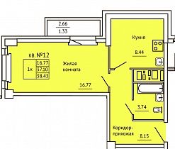 1-комнатная квартира 38,43 м2 ЖК «Панорама»