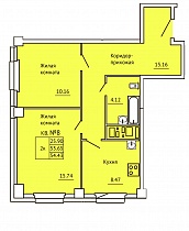 2-комнатная квартира 54,43 м2 ЖК «Панорама»